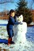 Girl and Snowman, boots, mittens, 1950s