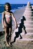 Girl, Sand, Beach, Ocean, Cone, Spiral, Shadow, October 1965, 1960s