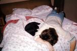 Sleeping, Dog, Blanket, Woman, Pillows