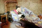 Man, Male, Sleeping, Blanket, Woman, Stove, Slippers, Socks, PDBV01P13_12
