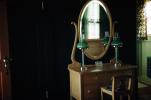 Vanity, mirror, table, chair, lamps, 1950s, PDBV01P14_01