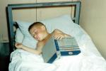 Sleeping Boy, Bed, Book, Asleep, Pillow, 1954 1950s, PDBV01P14_12