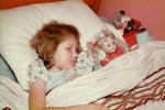 Sleeping Child, Dolls, Dolly, Pillow, Blanket, Peaceful, 1950s, Equanimity