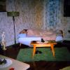 Woman, Bed, Blankets, Sleeping, Lamp, Rug, Table, Wallpaper, 1950s, PDBV02P02_02