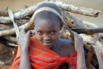 girl, headband, Child-Labor, Firewood, deforestation, desertification, Maasai village, Tanzania, PDCD01_004