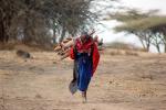 Woman, labor, Firewood, deforestation, desertification, Maasai village, Tanzania, PDCD01_006