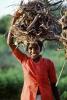 Girl Carrying Firewood, Desertification, wood bundle, twigs, Child-Labor, deforestation, PDCV01P05_10