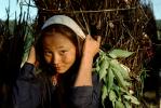 Girl Carrying Firewood, Desertification, wood bundle, twigs, deforestation, PDCV01P06_04