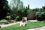 Backyard, Lounge Chair, rock garden, wall, man, male, reading, relaxing, PDEV01P05_08