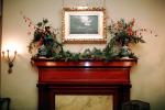 Fireplace, Flower Arrangements, framed artwork, mantle