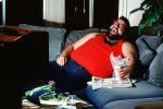 man, male, watching tv, funny, laugh, laughing, Masculine, Person, Adult, couch potato, San Francisco, California, PDFV01P08_15