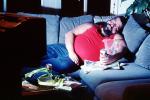 man, male, watching tv, sleeping, Masculine, Person, Adult, couch potato, San Francisco, California, PDFV01P08_16