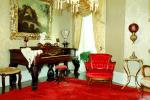 Piano, Chair, Ornate, keys, keyboard, opulant, Baroque, painting, curtains, PDFV02P01_15