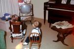 Kids, Watching Television, chairs, piano, newspaper, December 1963, 1960s