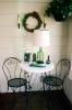 breakfast nook, chairs, table, lamp, lampshade