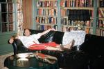 Slumbering Man, couch, sofa, bookshelf, sleeping, tired, PDFV02P10_03