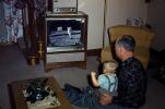 Father and Son Watching the Moon Landing, 1969, 1960s, PDFV02P11_18