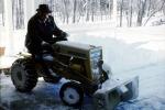 Snow Plow, Man, Chores, International Harvester Club Cadet tractor, tire chains, PDGV01P03_11