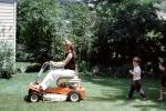 Lawn Mower, power mower, lawn, woman, female, boy, PDGV01P07_13