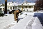 Man Snow Shovel, clearing snow, driveway, 1950s, PDGV01P10_01