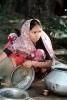 Woman washing dishes, pail, pots, pans, PDKV01P01_14
