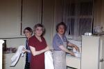 Women washing the dishes, dishwashers, housewives, apron, smiles, 1940s, PDKV01P04_01