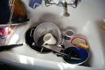 Kitchen sink, knives, faucet, sieve, Dirty Dishes