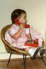 Girl, Dial Phone, Playing, Chair, Seat, Dress, 1950s