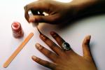 make-up, painting finger nails, female, girl, ring, Manicure, brush, bottle, hand, fingers, Hands, Painting Fingernails, nail polish, woman, nailpolish, woman primping, PDRV01P08_02