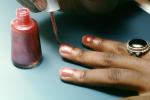 painting finger nails, female, girl, ring, Manicure, brush, bottle, hand, fingers, PDRV01P08_07