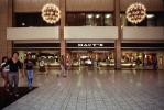 Macy's, shoppers, mall, inside, interior, building, store, Shopping Center, signage, 1980s, indoors