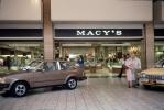 Ford Car, Shopping Mall, interior, inside, indoors, shoppers, Macy's, 1980s