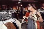Lady Shopping, Mall, interior, inside, indoors, shoppers, clothing store, woman, racks, 1980s, PDSV04P06_12