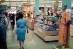 Woman, pantyhose, stockings, lingerie, dress, Shopping Mall, shoppers, April 1966, 1960s, PDSV07P05_14