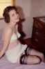 Woman, Slip, Nylons, Sheer Stockings, Bra, 1950s, PEEV03P06_02