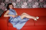 Woman on a Sofa, Striptease, Retro, Adriana, RHT Stockings, Sheer, Dress, 1950s, PEFV02P14_12