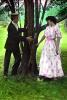 Woman, Man, Suitor, Dress, Hat, Tree, Lawn, Garden, Flowery, 1950s, PEMV01P01_02B