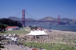 Opening Day Crissy Field, Golden Gate Bridge, Pavilion Tent, People, Crowds, Buildings, 3rd May 2001, PFFV04P09_14