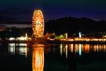 lake, water reflection, night, nighttime, Ferris Wheel, Marin County Fair, California