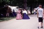 Women walking, full length dress, costume, Civil War re-enactment, PFFV06P01_09