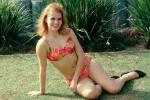 Lady, Flowery Bikini, Swimsuit, Sun Worshipper, Redhead, 1960s, PFMV02P13_04