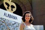 miss Alabama float, crown, Miss Universe Parade, Long Beach, California, July 1955, 1950s