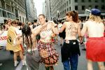 Topless Women marching, summer, Manhattan, Lesbian Gay Freedom Day Parade, PFPV04P02_02