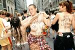 Topless Women marching, summer, Manhattan, Lesbian Gay Freedom Day Parade