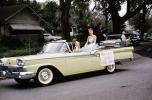 Ford Fairlane, Car, automobile, Strawberry Festival, Woman, Lakeland Parade, street, road, 1950s, PFPV05P13_15