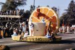 Good Morning, Orange Slice, Juice, Cup, Rose Parade, Pasadena, 1960s, PFPV06P01_01