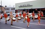 Marching Band, Rambler, car, automobile, vehicle, street, road, Upsula, New York, 1950s