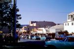 Cars, automobile, downtown, Oroville California, buildings, shops, crowds, 3 June 1967, 1960s