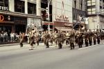 Marching Army Band, Men, buildings, April 1959, 1950s, PFPV09P08_12