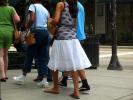 Woman walking, skirt, sandles, PFSD01_126